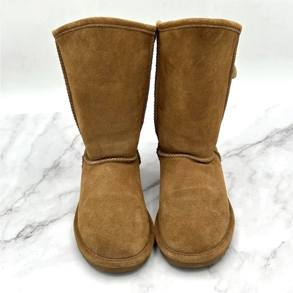 Bearpaw Boots Womens Size 6.5 Boshie Suede Knit Faux Fur Winter